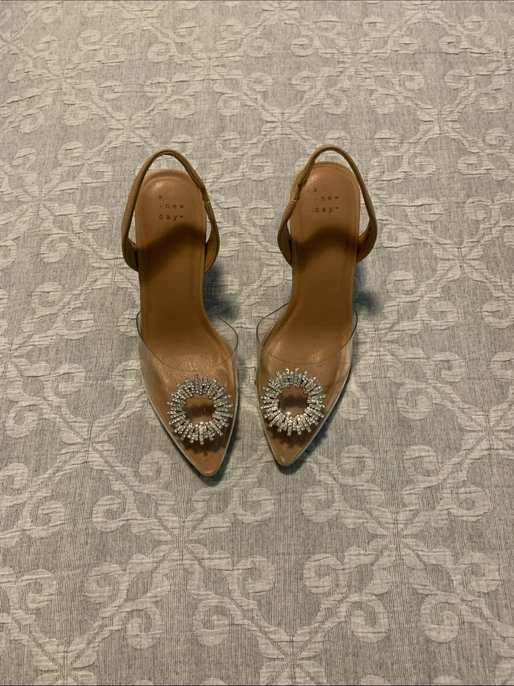 a new day Tan Pointed-Toe Slingback Heels (Size 7 1/2)